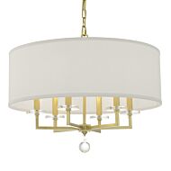 Crystorama Paxton 6 Light 21 Inch Transitional Chandelier in Aged Brass with Clear Glass Balls Crystals
