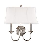 Hudson Valley Clinton 2 Light 12 Inch Wall Sconce in Polished Nickel