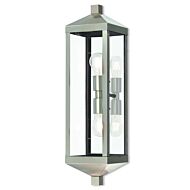 Nyack 2-Light Outdoor Wall Lantern in Brushed Nickel w with Polished Chrome Stainless Steel