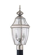Sea Gull Lancaster 2 Light 22 Inch Outdoor Post Light in Antique Brushed Nickel
