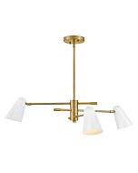 Birdie 3-Light LED Chandelier in Lacquered Brass with Matte White accents