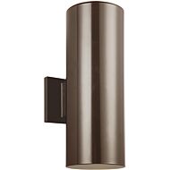 Sea Gull Cylinders 2 Light 14 Inch Outdoor Wall Light in Bronze