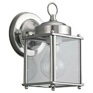 New Castle 1-Light Outdoor Wall Lantern in Antique Brushed Nickel