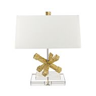 Jackson Square 1-Light Table Lamp in Distressed Gold body, Chrome , Crystal