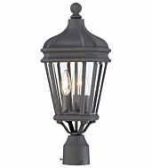 The Great Outdoors Harrison 3 Light 20 Inch Outdoor Post Light in Black