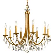 Crystorama Bridgehampton 8 Light 29 Inch Chandelier in Antique Gold with Faceted Crystal Crystals