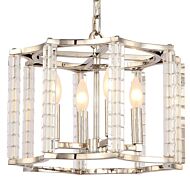 Crystorama Carson 4 Light 12 Inch Modern Chandelier in Polished Nickel with Crystal Cubes Crystals
