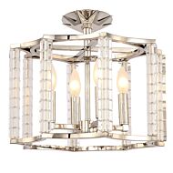 Crystorama Carson 4 Light 16 Inch Ceiling Light in Polished Nickel with Crystal Cubes Crystals