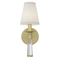 Crystorama Baxter 15 Inch Wall Sconce in Aged Brass with Glass Finials Crystals