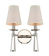 Crystorama Baxter 2 Light 15 Inch Wall Sconce in Polished Nickel