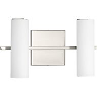 Colonnade LED 2-Light LED Bathroom Vanity Light in Brushed Nickel