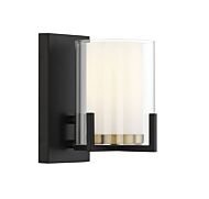 Savoy House Eaton 1 Light Wall Sconce in Matte Black with Warm Brass Accents