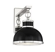 Savoy House Corning 1 Light Wall Sconce in Matte Black with Polished Nickel Accents