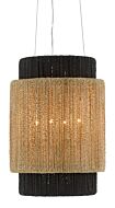 Viewforth 4-Light Chandelier in Satin Black with Natural with Black/Smokewood