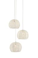 Piero 3-Light Pendant in White with Painted Silver