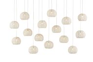 Piero 15-Light Pendant in White with Painted Silver
