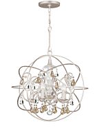 Crystorama Solaris 5 Light 24 Inch Industrial Chandelier in Olde Silver with Golden Shadow Hand Cut Crystals