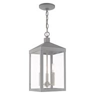 Nyack 3-Light Outdoor Pendant in Nordic Gray w with Brushed Nickels