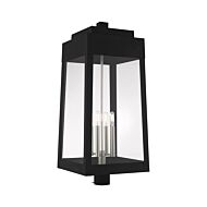 Oslo 4-Light Outdoor Post Lantern in Black w with Brushed Nickels