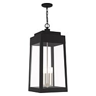 Oslo 4-Light Outdoor Pendant in Black w with Brushed Nickels