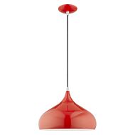 Amador 1-Light Mini Pendant in Shiny Red w with Polished Chromes