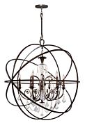 Crystorama Solaris 6 Light 42 Inch Industrial Chandelier in English Bronze with Clear Hand Cut Crystals