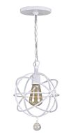 Crystorama Solaris 9 Inch Pendant Light in Wet White with Clear Glass Drops Crystals