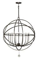 Crystorama Solaris 9 Light 50 Inch Industrial Chandelier in English Bronze with Clear Glass Drops Crystals