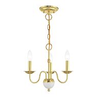 Windsor 3-Light Mini Chandelier in Polished Brass w with White