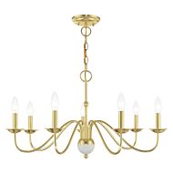 Windsor 7-Light Chandelier in Polished Brass w with White
