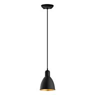 Priddy 2 1-Light Pendant in Black with Gold