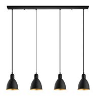 Priddy 2 4-Light Pendant in Black with Gold