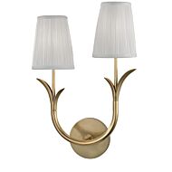 Hudson Valley Deering 2 Light 18 Inch Wall Sconce in Aged Brass