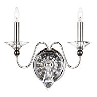 Schonbek Jasmine 2 Light Wall Sconce in Silver with Clear Optic Crystals