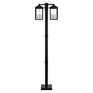 Nyack 6-Light Outdoor Post Light in Black w with Brushed Nickel Cluster and Stainless Steel Post