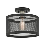 Industro 1-Light Semi-Flush Mount in Black w with Brushed Nickels