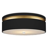 1-Light Flush Mount in Satin Black with Contemporary Gold with White