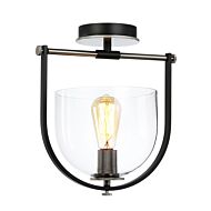 Cheshire Collection 1-Light Semi-Flush Mount in Black and Nickel