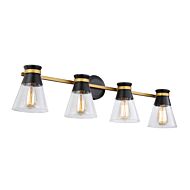 Kanata Collection 4-Light Vanity Light in Black and Brushed Brass
