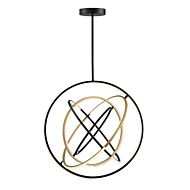 Trilogy LED Pendant in Black with Gold