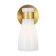 Moritz 1-Light Wall Sconce in Burnished Brass with Milk White Glass