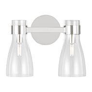 Moritz 2-Light Bathroom Vanity Light Fixture in Polished Nickel