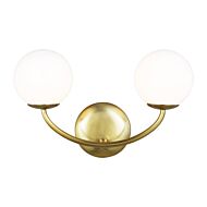 Galassia 2-Light Bathroom Vanity Light in Burnished Brass