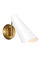 Tresa 1-Light Wall Sconce in Matte White with Burnished Brass