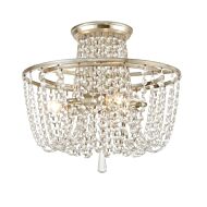 Crystorama Arcadia 3 Light 15 Inch Ceiling Light in Antique Silver with Clear Hand Cut Crystals