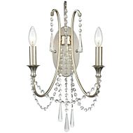Crystorama Arcadia 2 Light 21 Inch Wall Sconce in Antique Silver with Clear Hand Cut Crystals