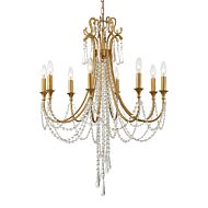 Crystorama Arcadia 8 Light 36 Inch Chandelier in Antique Gold with Hand Cut Crystal Crystals