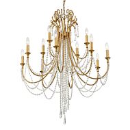 Crystorama Arcadia 12 Light 42 Inch Chandelier in Antique Gold with Hand Cut Crystal Crystals