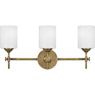 Quoizel Aria 3 Light 23 Inch Bathroom Vanity Light in Weathered Brass