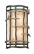 Troy Adirondack 2 Light 14 Inch Wall Sconce in Graphite and Silver Leaf